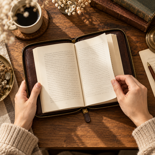 Dark Brown Zip-Around Book Cover