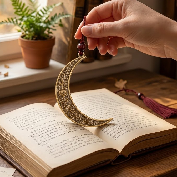 Crescent Moon Metal Bookmark
