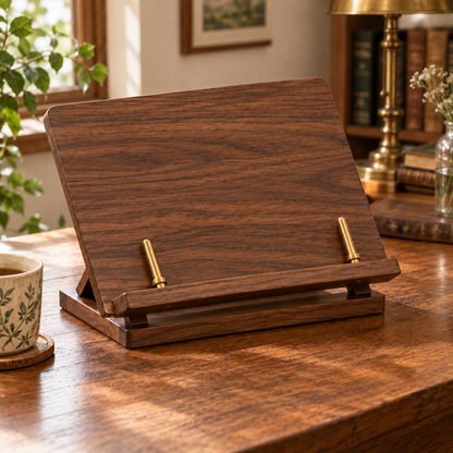 Walnut-Tone Wooden Reading Stand