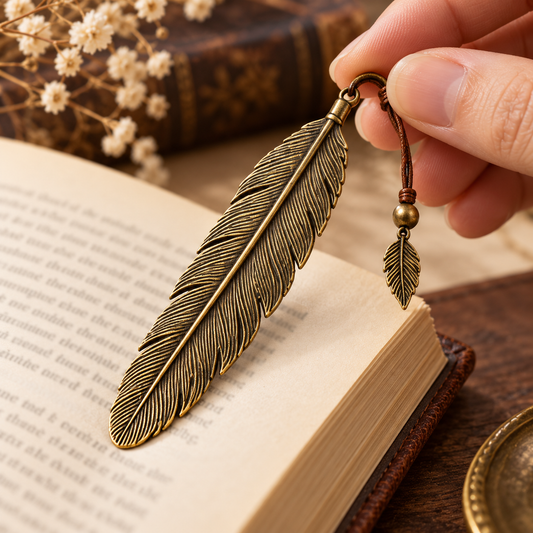 Antique Gold Feather Bookmark