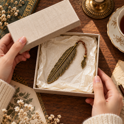 Antique Gold Feather Bookmark