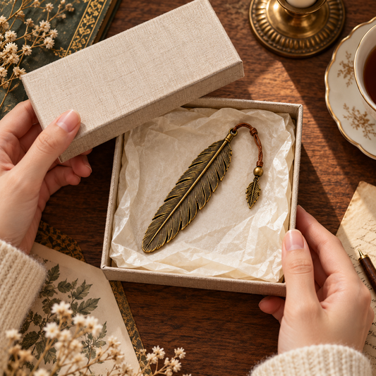 Antique Gold Feather Bookmark