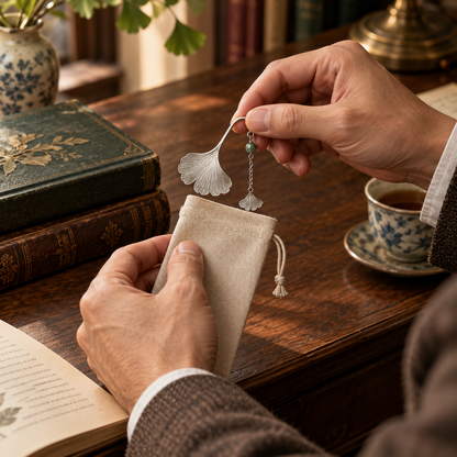 Silver Ginkgo Leaf Bookmark