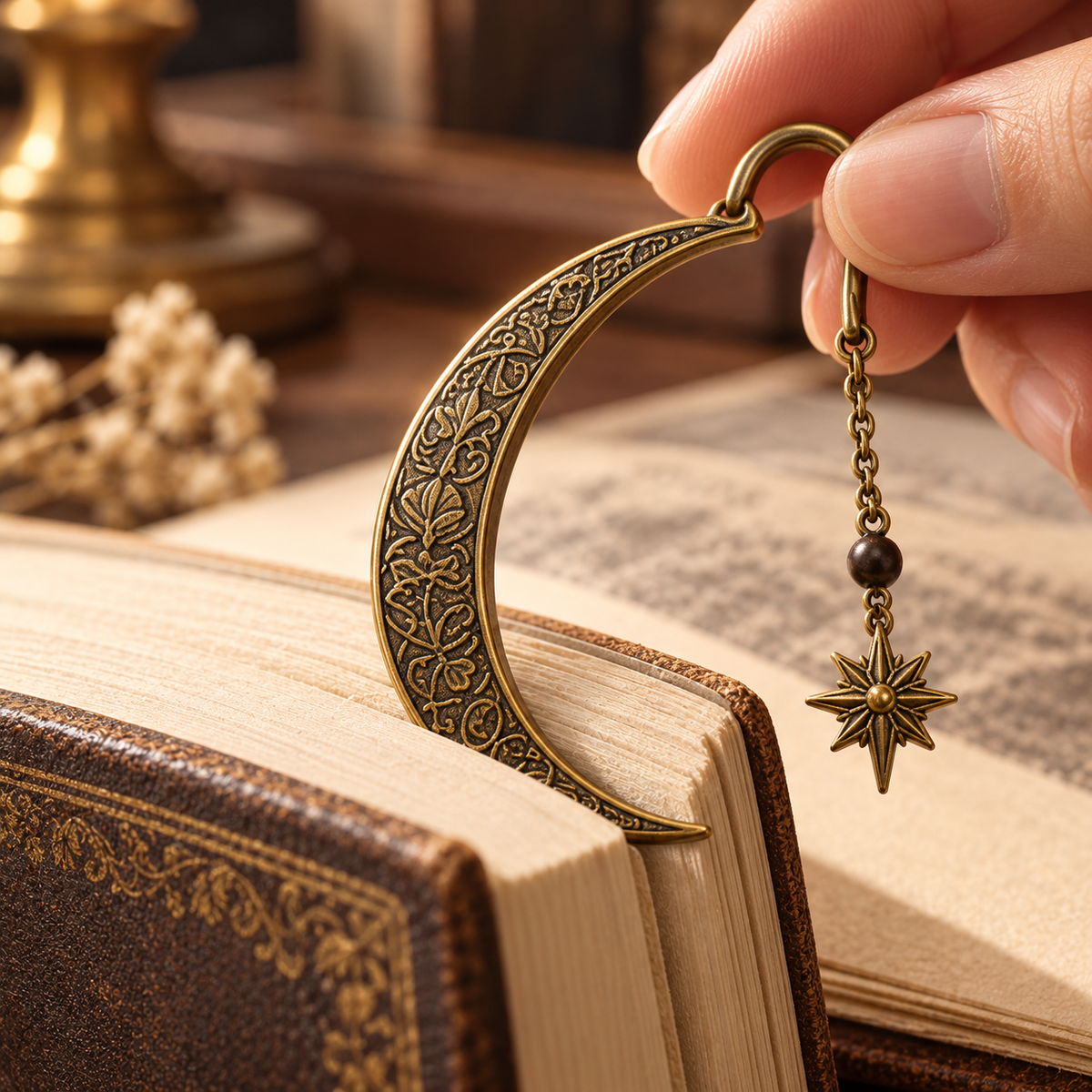 Crescent Moon Metal Bookmark