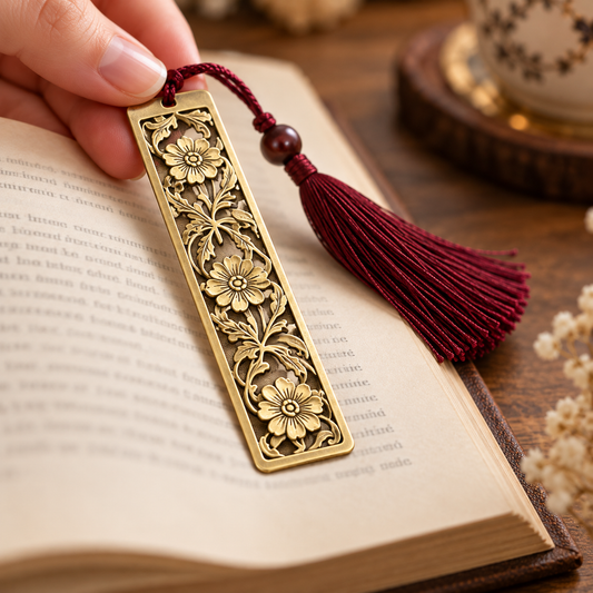 Floral Cutout Tassel Bookmark