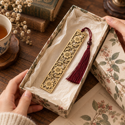 Floral Cutout Tassel Bookmark