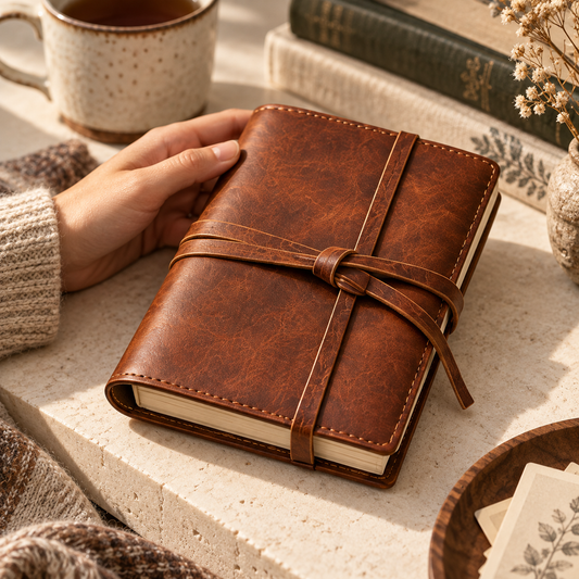 Vintage Brown Tie-Wrap Book Cover