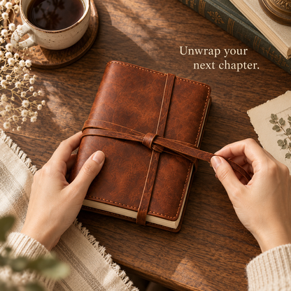 Vintage Brown Tie-Wrap Book Cover