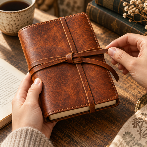 Vintage Brown Tie-Wrap Book Cover