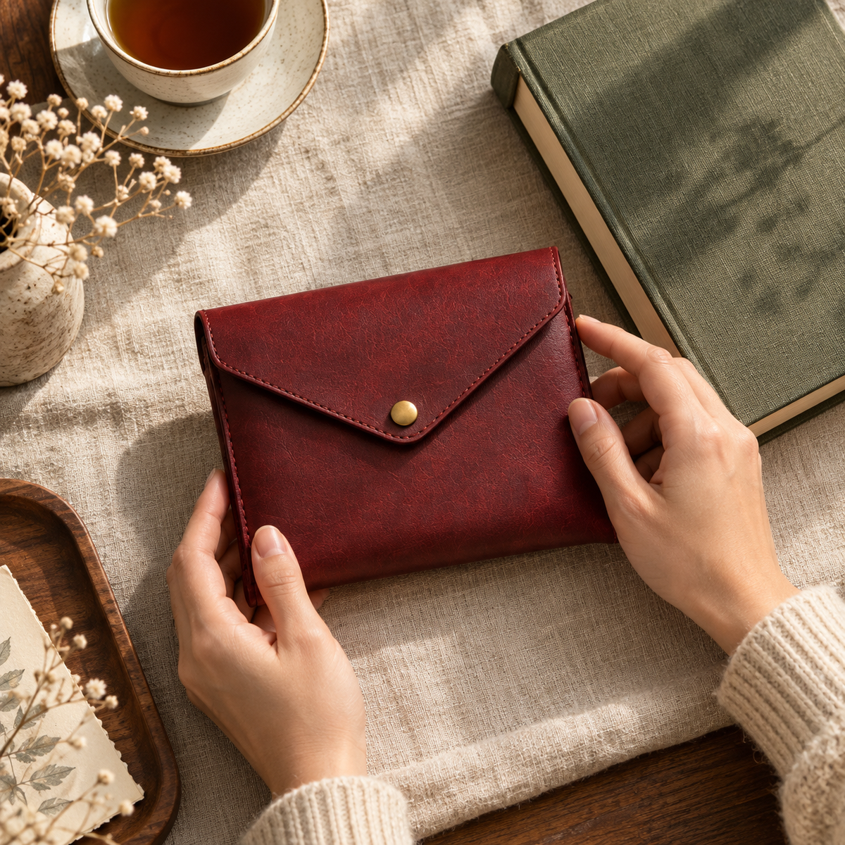 Burgundy Envelope Book Sleeve