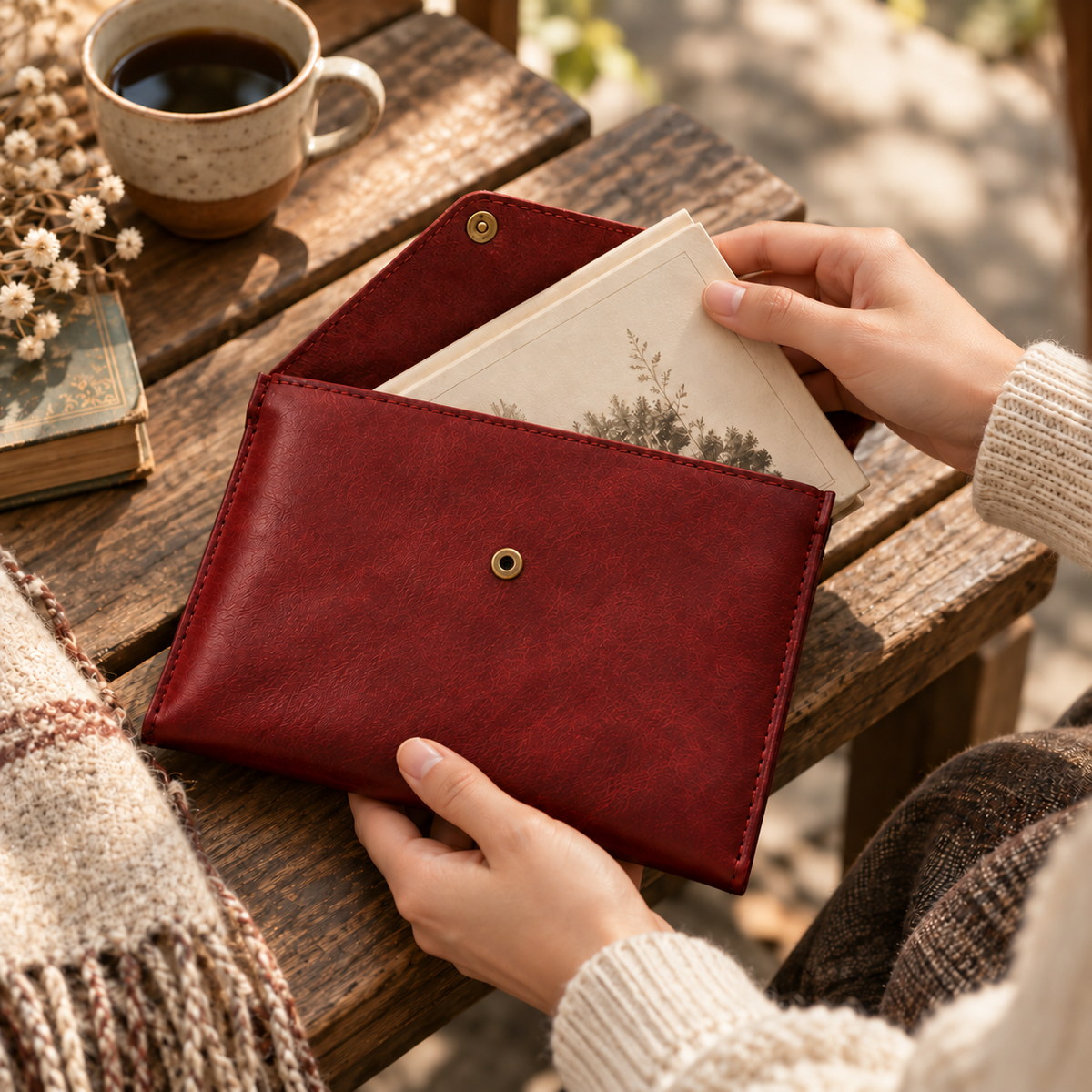 Burgundy Envelope Book Sleeve