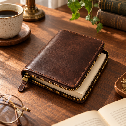 Dark Brown Zip-Around Book Cover
