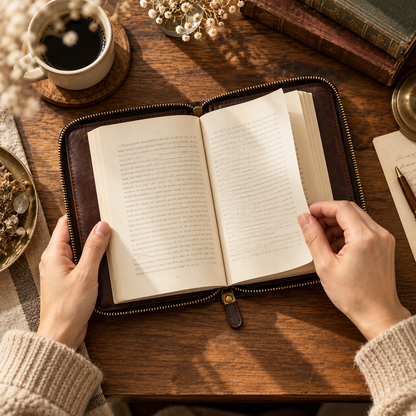 Dark Brown Zip-Around Book Cover