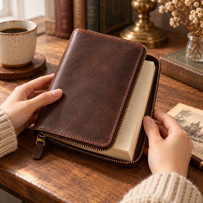 Dark Brown Zip-Around Book Cover