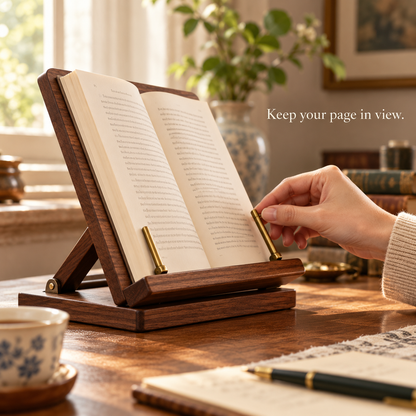 Walnut-Tone Wooden Reading Stand