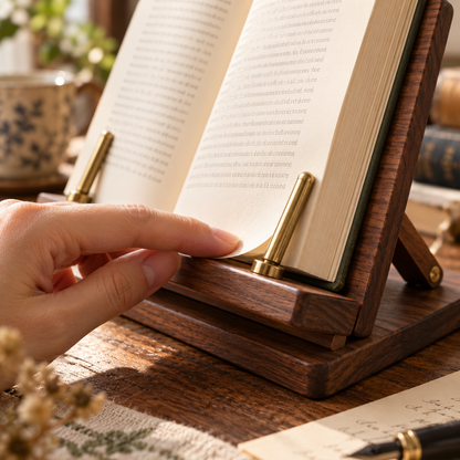 Walnut-Tone Wooden Reading Stand