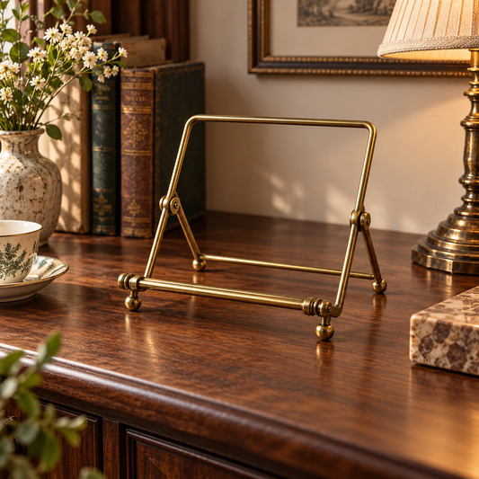 Brass-Tone Open-Frame Book Stand