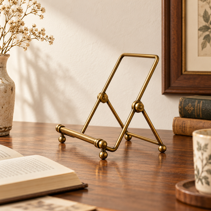 Brass-Tone Open-Frame Book Stand