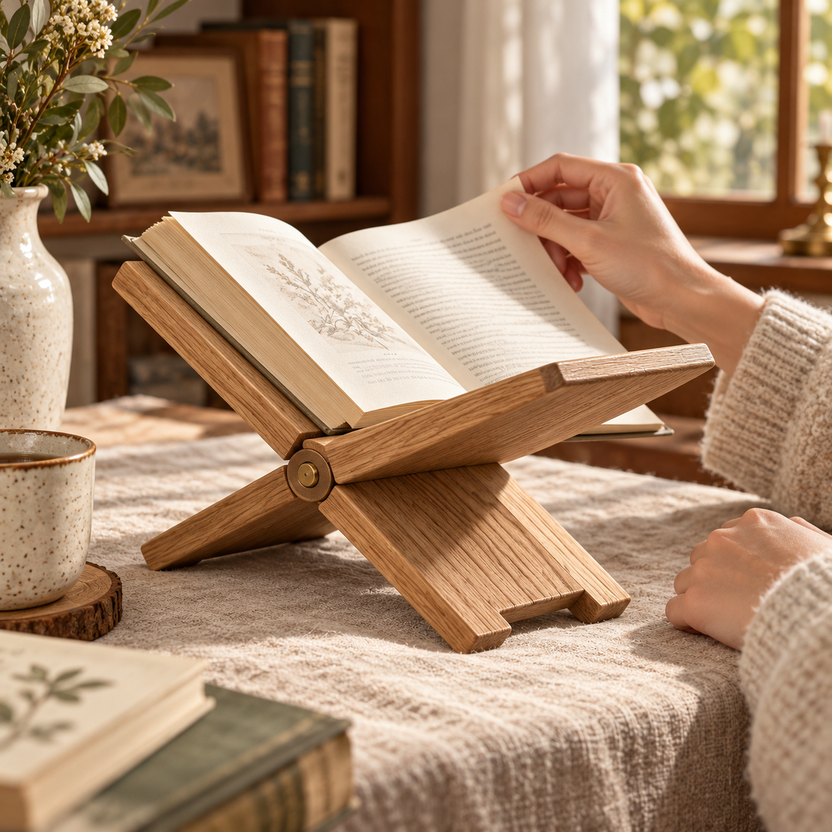 Folding Wooden X-Frame Book Stand