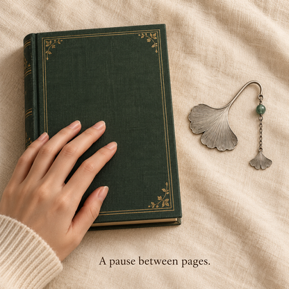 Silver Ginkgo Leaf Bookmark