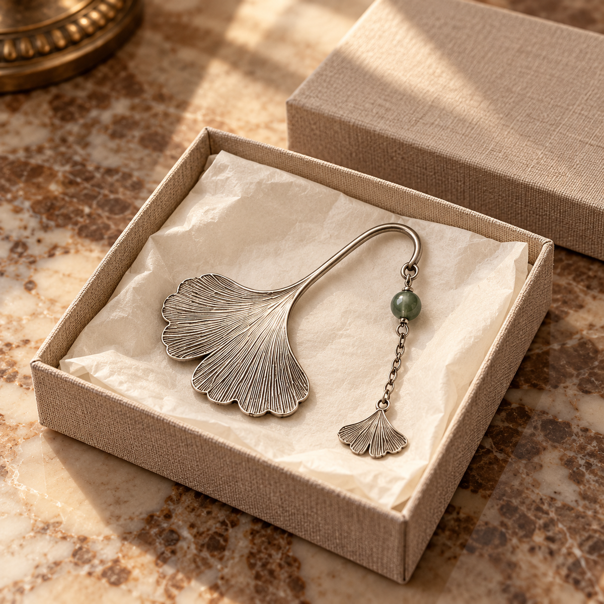 Silver Ginkgo Leaf Bookmark