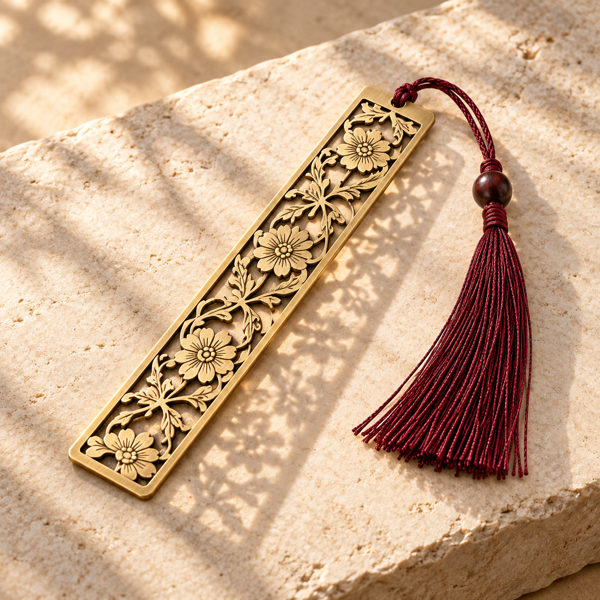 Floral Cutout Tassel Bookmark