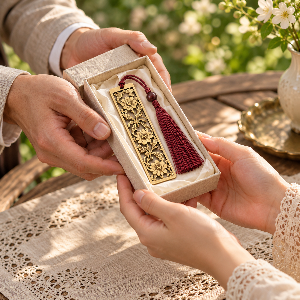 Floral Cutout Tassel Bookmark