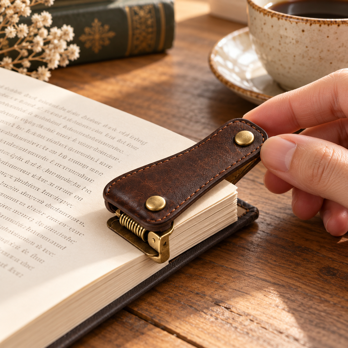 Brown Stitched Page Holder Clip