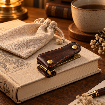 Brown Stitched Page Holder Clip
