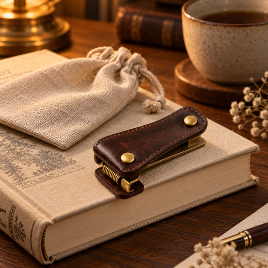 Brown Stitched Page Holder Clip