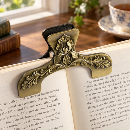 Antique Gold Floral Metal Book Page Holder Clip