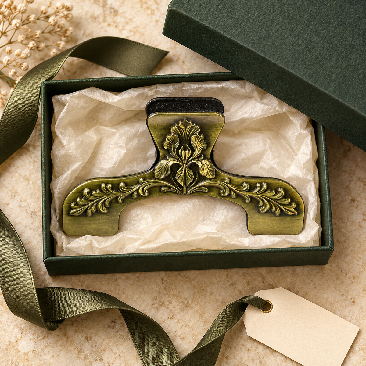 Antique Gold Floral Metal Book Page Holder Clip